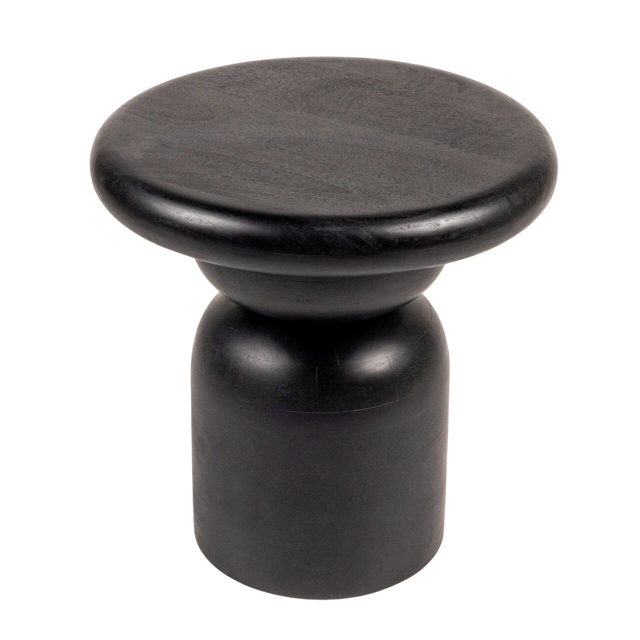 Hello Honey Round Mango Wood Accent Table with Stacked End Grain Base